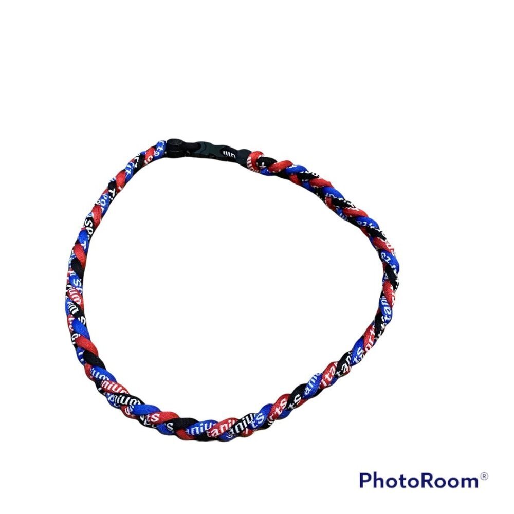 Triple Braided Sports Performance Titanium Necklace - Black, Red, & Blue